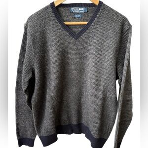 Vintage Polo Ralph Lauren Mens Sweater Knit Wool Alpaca Blend  Blue Gray Large